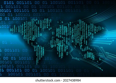 world binary circuit board future technology, blue hud cyber security concept background