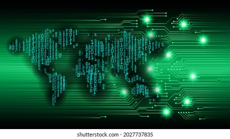 world binary circuit board future technology, blue hud cyber security concept background
