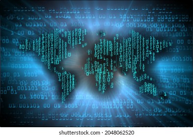 world binary circuit board future technology, blue hud cyber security concept background