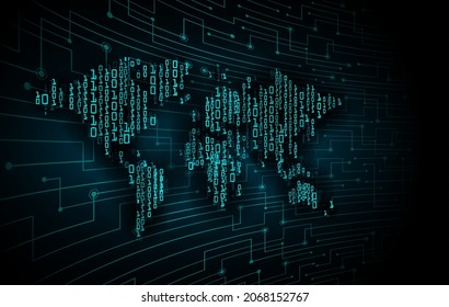 world binary circuit board future technology, blue hud cyber security concept background