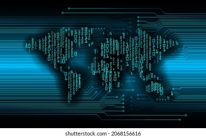 world binary circuit board future technology, blue hud cyber security concept background