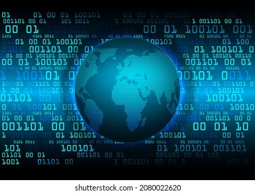world binary circuit board future technology, blue hud cyber security concept background