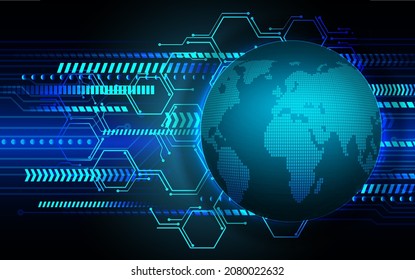 world binary circuit board future technology, blue hud cyber security concept background