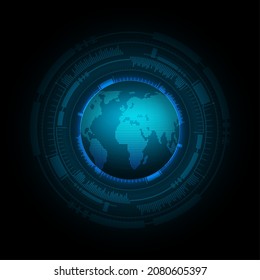 world binary circuit board future technology, blue hud cyber security concept background