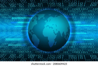 world binary circuit board future technology, blue hud cyber security concept background