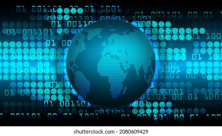 world binary circuit board future technology, blue hud cyber security concept background