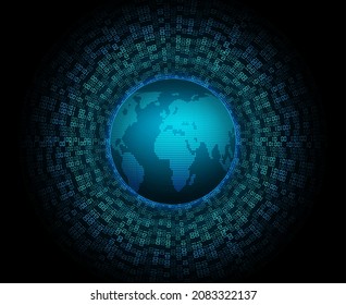 world binary circuit board future technology, blue hud cyber security concept background