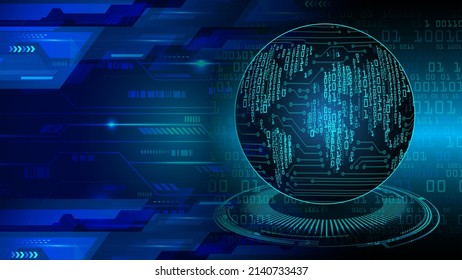 world binary circuit board future technology, blue hud cyber security concept background