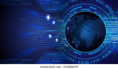 world binary circuit board future technology, blue hud cyber security concept background