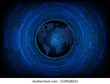 world binary circuit board future technology, blue hud cyber security concept background
