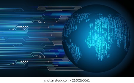 world binary circuit board future technology, blue hud cyber security concept background