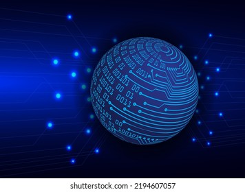 world binary circuit board future technology, blue hud cyber security concept background