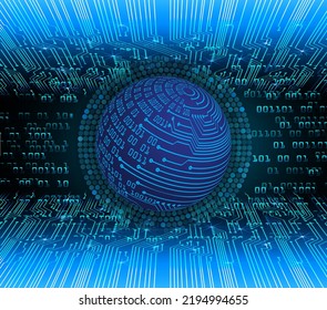 world binary circuit board future technology, blue hud cyber security concept background