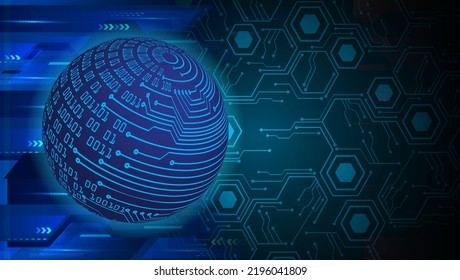world binary circuit board future technology, blue hud cyber security concept background