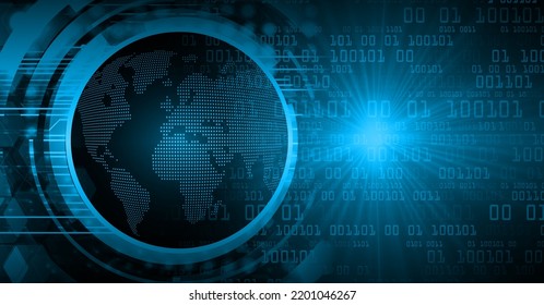 world binary circuit board future technology, blue hud cyber security concept background