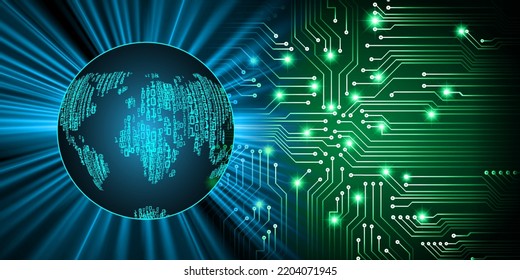 world binary circuit board future technology, blue hud cyber security concept background