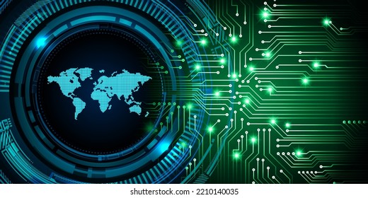 tarjeta de circuito binario mundial tecnología futura, fondo de concepto de ciberseguridad de color azul
