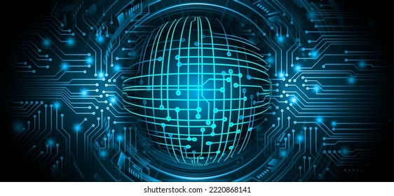 world binary circuit board future technology, blue hud cyber security concept background