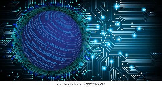 world binary circuit board future technology, blue hud cyber security concept background