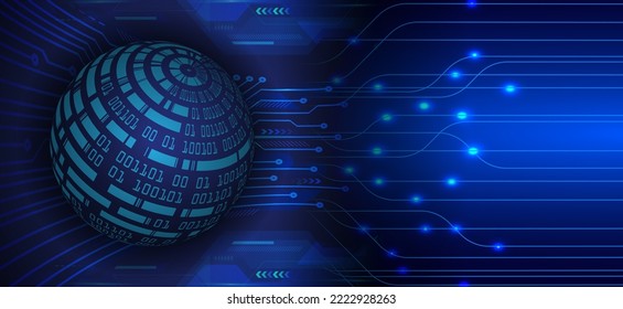 world binary circuit board future technology, blue hud cyber security concept background