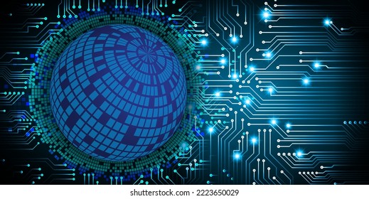 world binary circuit board future technology, blue hud cyber security concept background