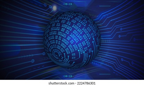 world binary circuit board future technology, blue hud cyber security concept background