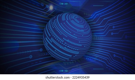 world binary circuit board future technology, blue hud cyber security concept background