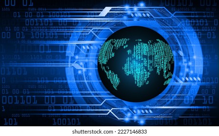 world binary circuit board future technology, blue hud cyber security concept background