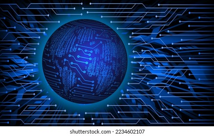 world binary circuit board future technology, blue hud cyber security concept background