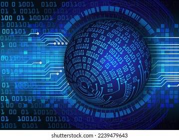 world binary circuit board future technology, blue hud cyber security concept background