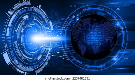 world binary circuit board future technology, blue hud cyber security concept background