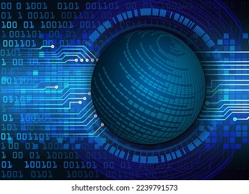 world binary circuit board future technology, blue hud cyber security concept background