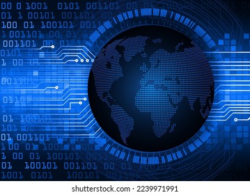 world binary circuit board future technology, blue hud cyber security concept background