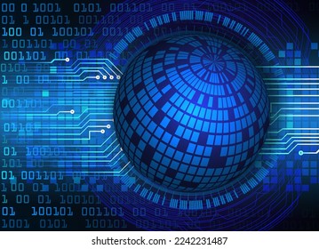 world binary circuit board future technology, blue hud cyber security concept background