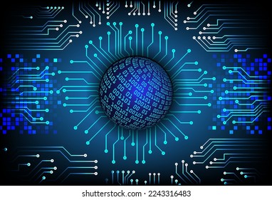 world binary circuit board future technology, blue hud cyber security concept background