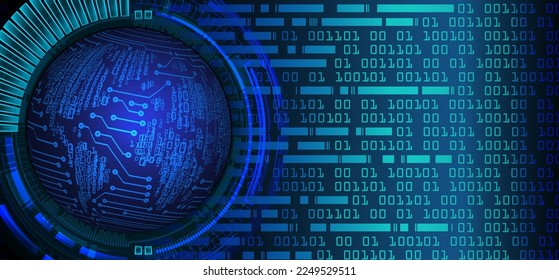 world binary circuit board future technology, blue hud cyber security concept background