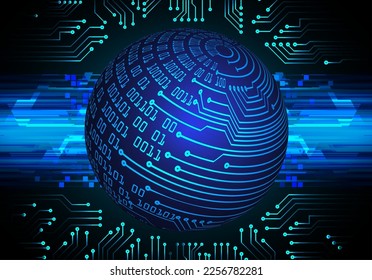 Zukunftstechnologie der weltweiten binären Platine, Hintergrund des blauen hud-Cybersicherheitskonzepts