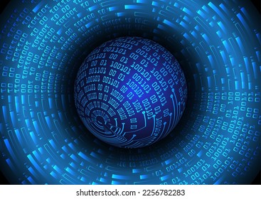 world binary circuit board future technology, blue hud cyber security concept background