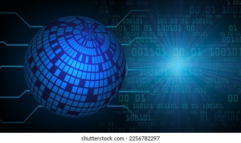 world binary circuit board future technology, blue hud cyber security concept background