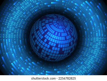 world binary circuit board future technology, blue hud cyber security concept background