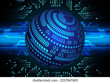 world binary circuit board future technology, blue hud cyber security concept background