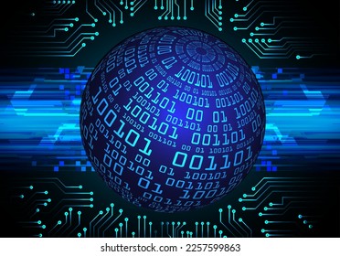 world binary circuit board future technology, blue hud cyber security concept background