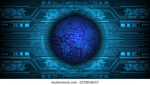 world binary circuit board future technology, blue hud cyber security concept background