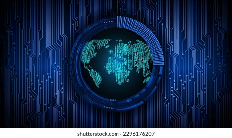 world binary circuit board future technology, blue hud cyber security concept background