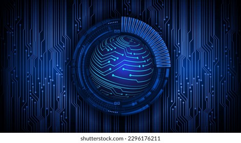 world binary circuit board future technology, blue hud cyber security concept background