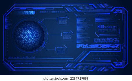 world binary circuit board future technology, blue hud cyber security concept background