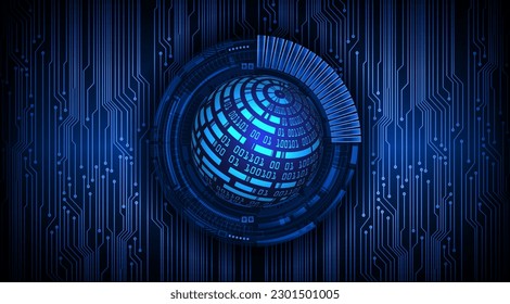 world binary circuit board future technology, blue hud cyber security concept background