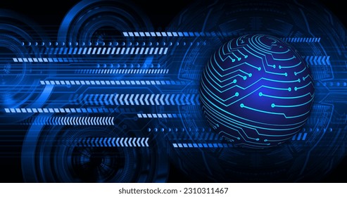 world binary circuit board future technology, blue hud cyber security concept background