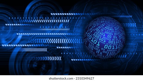 tarjeta de circuito binario mundial tecnología futura, fondo de concepto de ciberseguridad de color azul