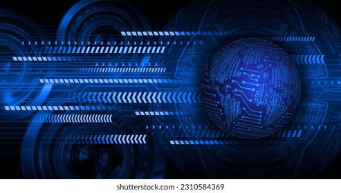 world binary circuit board future technology, blue hud cyber security concept background